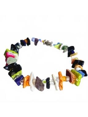 Colorful Glass Chip Beaded Screw Clasp Bracelet
